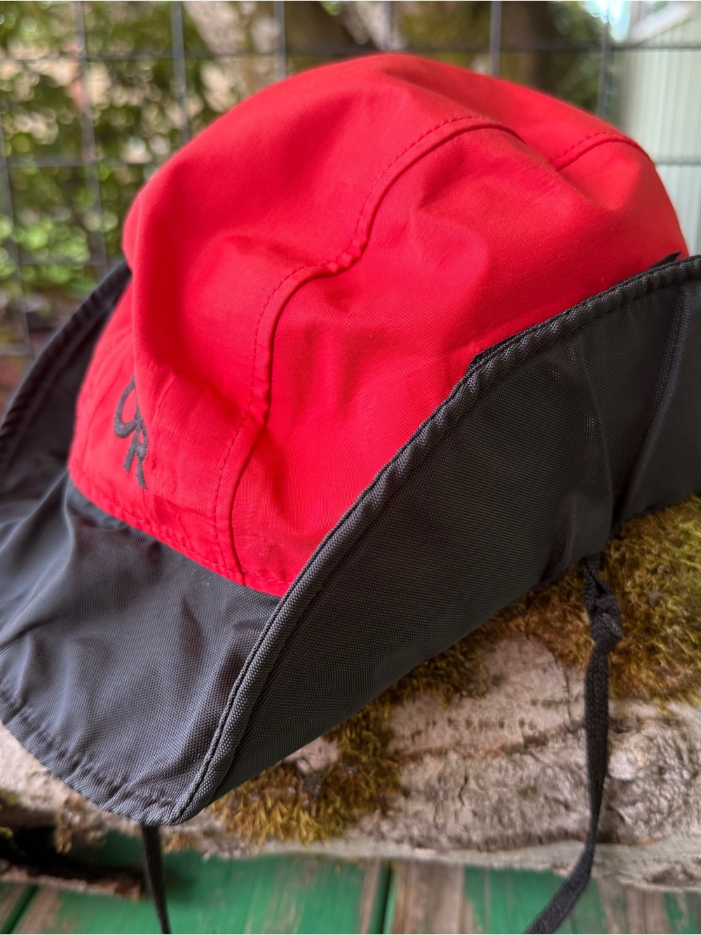 Outdoor Research Red and Black Outdoor Rain  Hat with Chin Cord